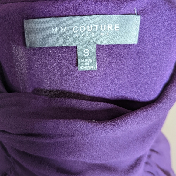 Romantic Purple Silk Dress Ruffles Couture Miss Me Romance - Picture 11 of 12